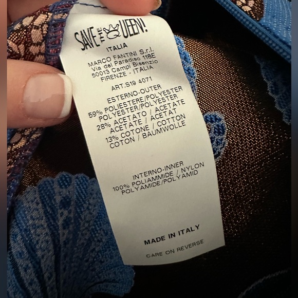 SAVE THE QUEEN Jacquard satin sheath dress S - Picture 5 of 6